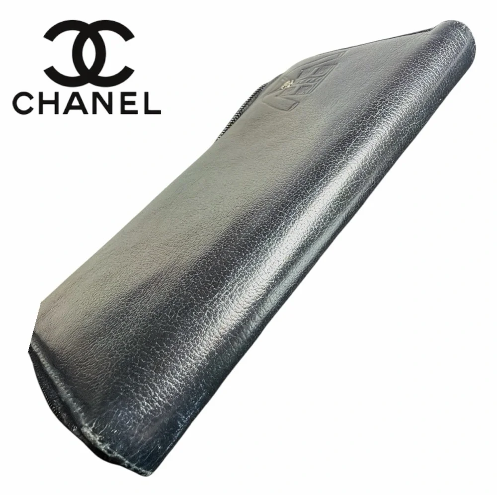 Chanel‎ Black Jacket Embossed Long Zipper Wallet